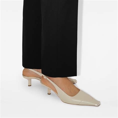 Leather Chisel Slingback Pumps in Field 